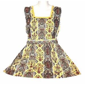 Vintage Women's OOAK Whimsy Cottage Prairie Apron Smock Yellow Handmade